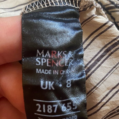 Marks & Spencer vintage silk blend sleeveless blouse top S like new, chocolate brown stripes