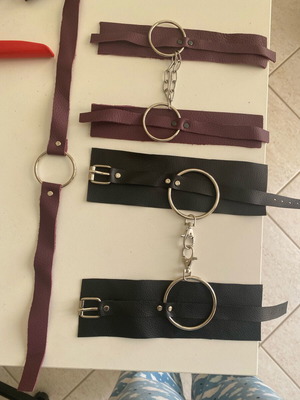 Handmade handcuffs new, leather and faux leather