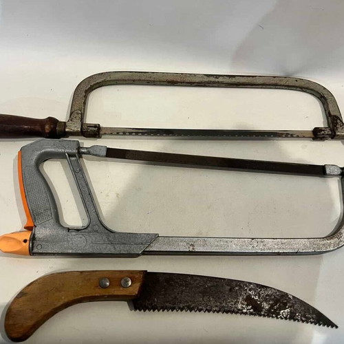 Set of 3 various hand saws used