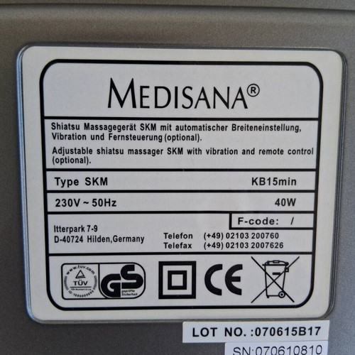 Medisana SKM Shiatsu massage device with vibration and remote control