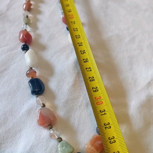 Handmade long necklace with semi-precious stones like new, multicolor