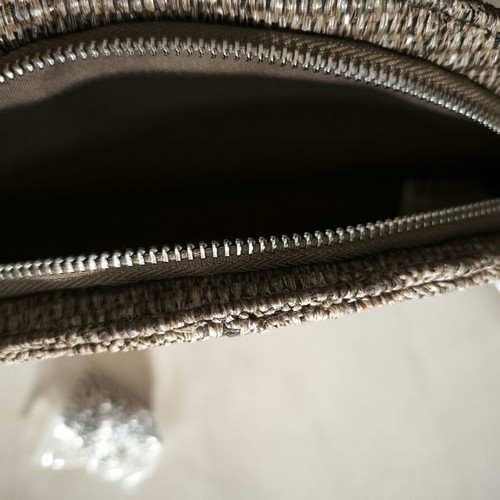Parfois clutch bag new, crescent shape, straw look, wrist ring strap