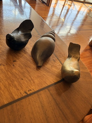 Set of 3 Vintage Bronze Decorative Items – 2 Birds & Shell