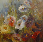 Painting Fotini Mouratidou with flowers like new