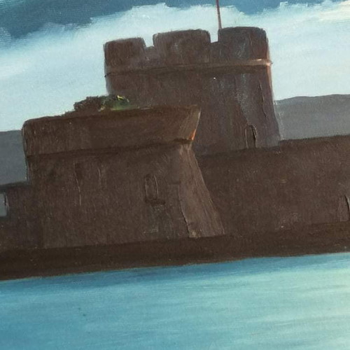 Painting N. Vrettos used 130×100 with Bourtsi Nafplio depiction