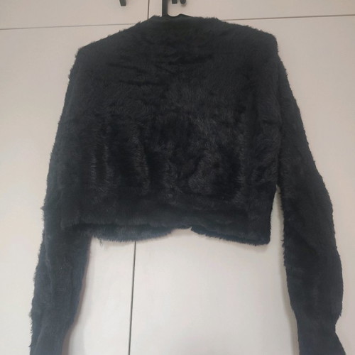 Black fluffy bolero jacket medium in excellent condition with one button