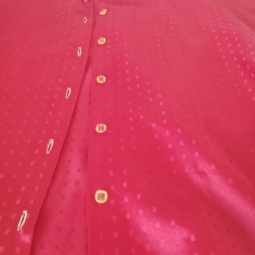 Vintage satin shirt No. 2 medium 38 bright red embossed polka dots like new