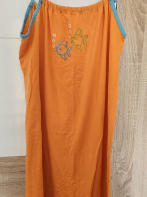 Pajama dress with fish pattern used, orange, size L, cotton
