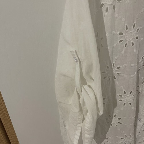 Lightweight summer caftan shirt dress, white, size L