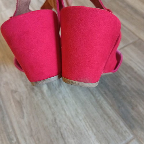 Tamaris leather comfortable sandals new, two-tone red and pink