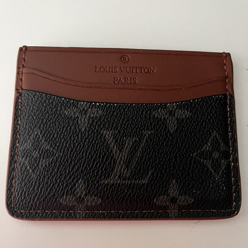 Louis Vuitton leather card holder used, black and brown