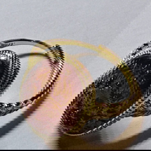 Δαχτυλίδι με Χαλκηδόνιο Σκαλιστό και Επίχρυσο Ασήμι 925, Σαν Καινούργιο