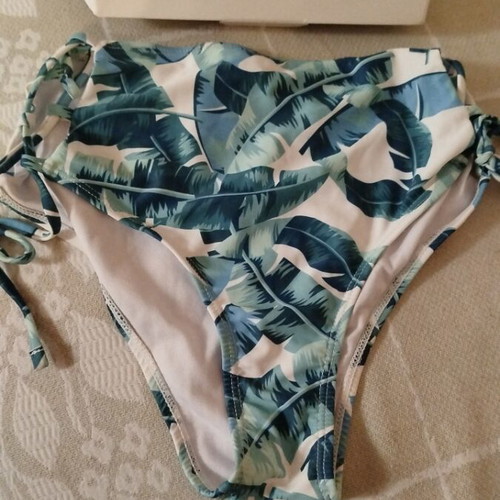 Bikini swimsuit size L new, narrow fit, white and turquoise