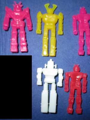 Solpa figures used, lot of 5, 1980s, hard plastic