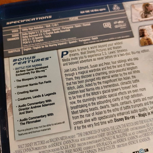 Chronicles of Narnia Trilogy Blu-Ray like new with English subtitles