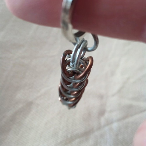 Keychain stainless steel and copper box knot handmade like new