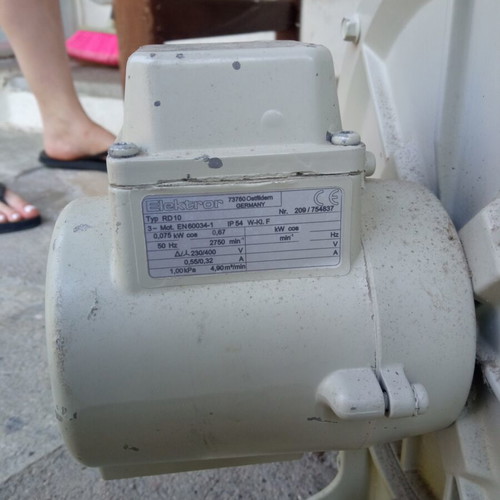 Three-phase blower 0.075 kW used, 230/400V, Germany