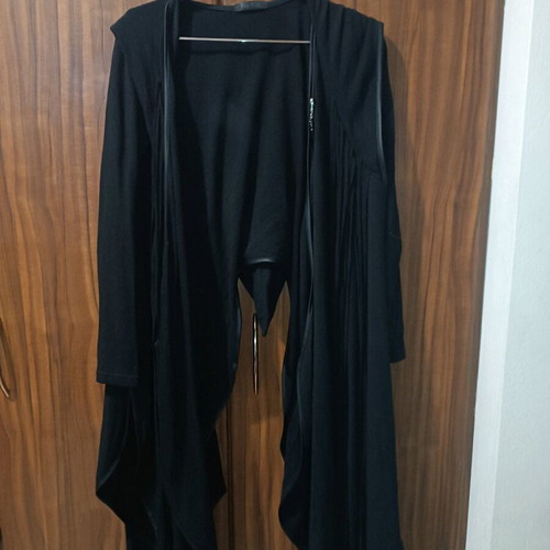 Punk Rave jacket with hood and fringes like new, black