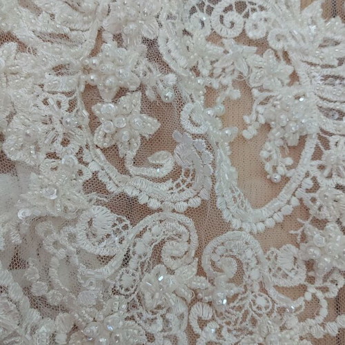 Bridal lace top handmade, new, light ivory, size M