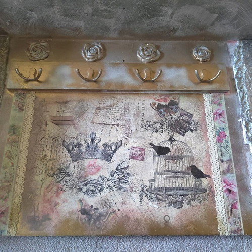 Vintage handmade wooden coat rack refurbished