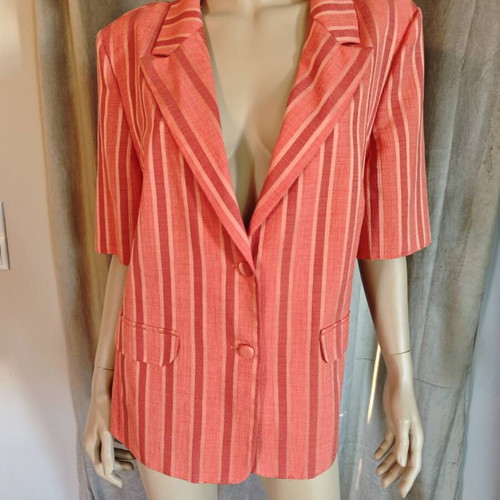 Vintage blazer XXL coral-salmon striped