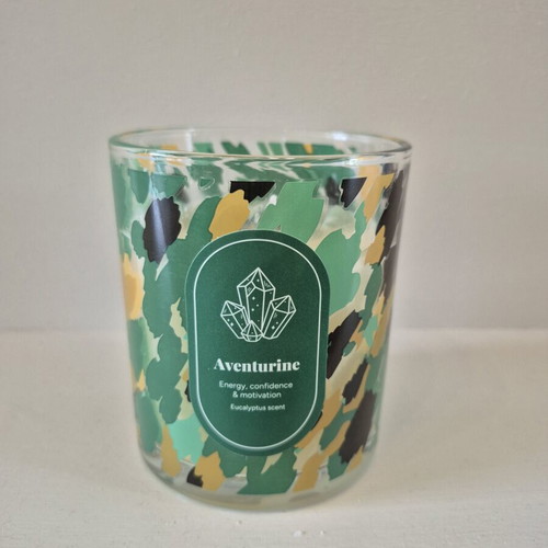 Green Aventurine Crystal Candle with Eucalyptus Scent