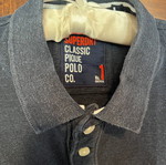Superdry polo piqué long-sleeve men's shirt new, size L, blue