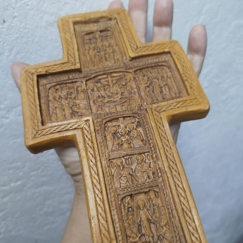 Handmade wall cross from pure beeswax and incense like new