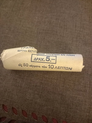 Coin roll of 50 ten-lepta coins new