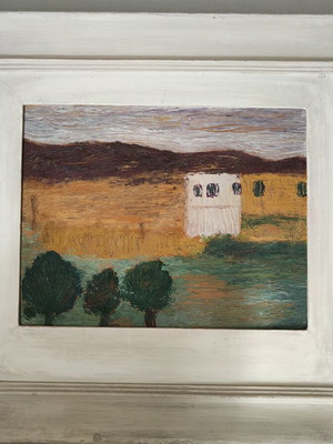 Tinos painting by Nikos Sachinis like new, 1958, framed