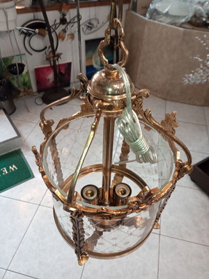 Solid brass ceiling light handcrafted refurbished, Baroque design