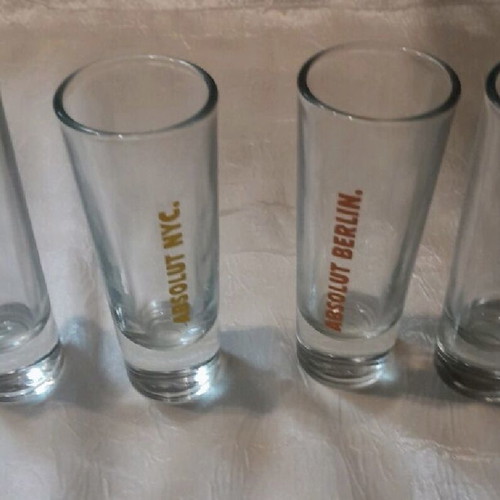 Absolut Vodka Glass Shots like new with city names, set of 3 packs