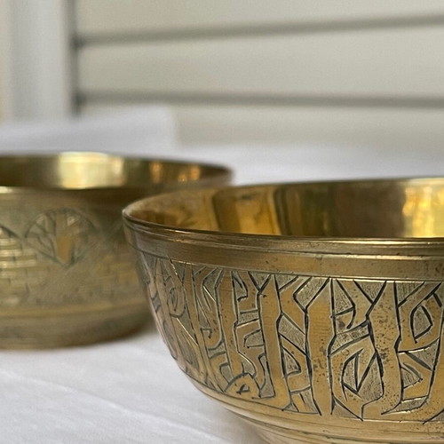 Set of 4 Egyptian bowls used, made of brass
