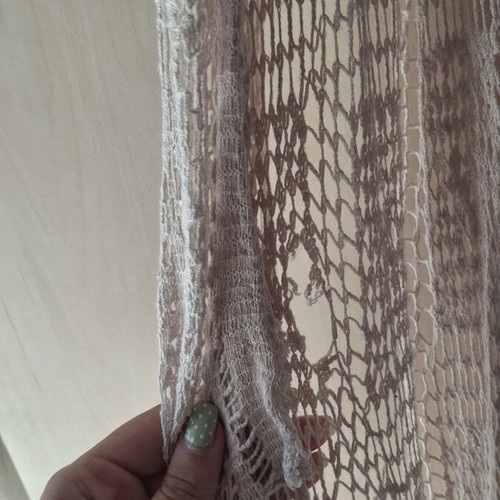 Boho sleeveless kimono like new, beige, asymmetrical with fringes