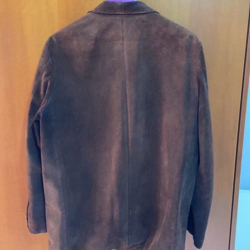 Suede jacket men's vintage 1980s Vera Pelle used, size S, brown