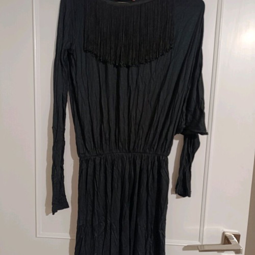 LAK black dress like new with fringes, size S