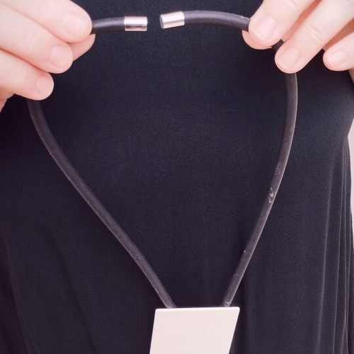 Silicone summer necklace, black with multicolor accents