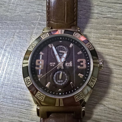Visetti brown watch used, functional with leather strap