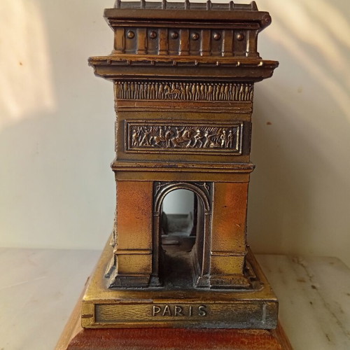 Music box jewelry holder Arc de Triomphe Paris used, bronze