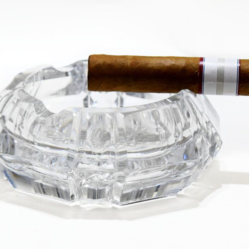 Bohemian Crystal Ashtray used, heavy handmade for cigars