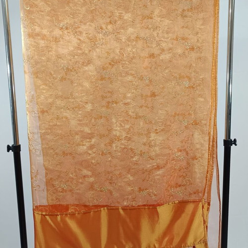 Orange organza curtain like new with beads