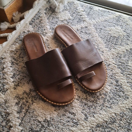 Makis Kotris flat women's leather sandals like new, size 39, brown