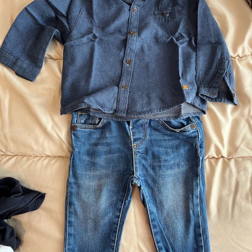 Children's denim set, shirt and jacket size 6-9 months boy, like new, ZARA