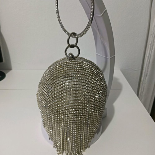 Evening handbag gray like new with strass