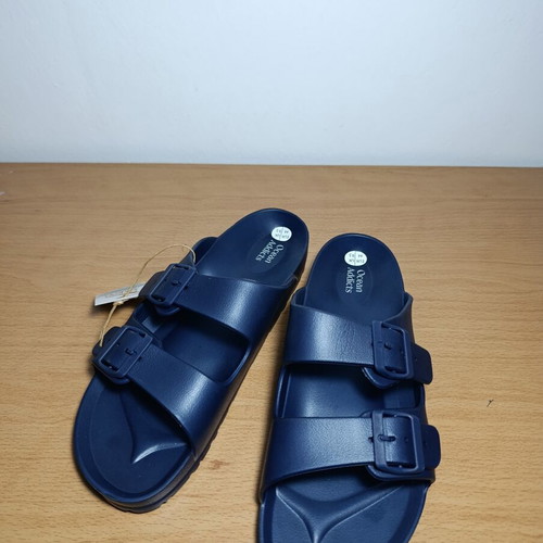 Ocean Addicts men's double buckle slippers, blue, size 44