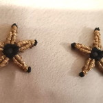 Macrame starfish earrings new with gold thread
