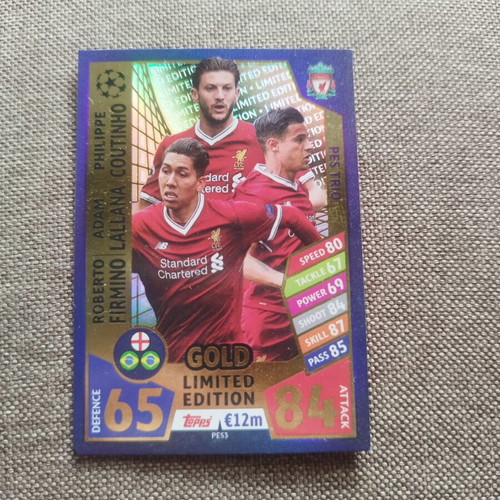 Topps Match Attax UCL 2017/18 Gold Limited Edition PES3 Trio Liverpool FC