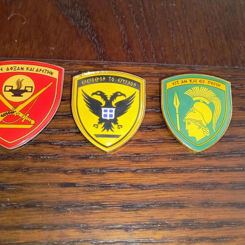 Metal Greek Army emblems like new, set of 3 pieces