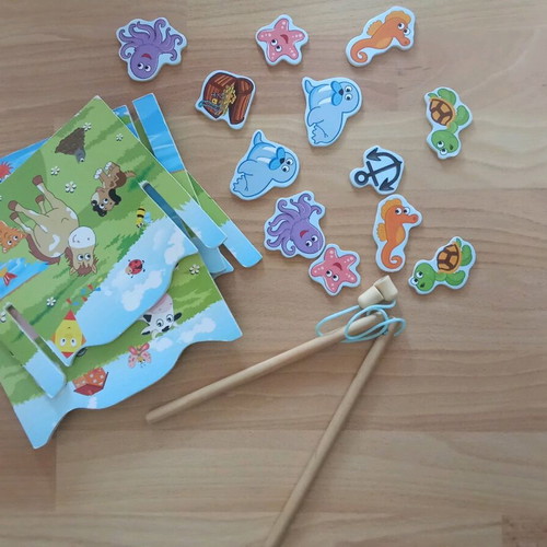 Wooden fishing game for kids used, age 3+