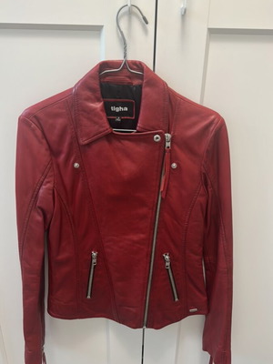 Tigha red leather jacket small, like new